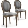 3S. X Home Lot De 2 Chaises Médaillon Tissu Marron Et Gris VERSAILLES