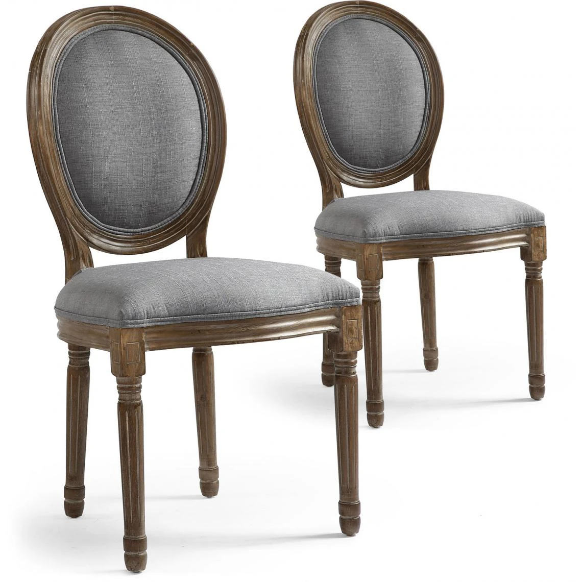 3S. X Home Lot De 2 Chaises Médaillon Tissu Marron Et Gris VERSAILLES 1 3S. X Home Lot De 2 Chaises Médaillon Tissu Marron Et Gris VERSAILLES