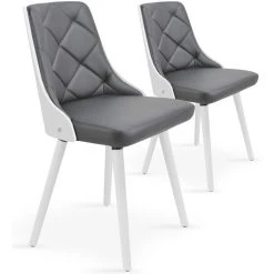 3S. X Home Lot De 2 Chaises Scandinave Blanc Et Gris HADRA