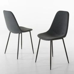 MACABANE Lot De 2 Chaises TOM Tissu Anthracite Pieds Métal -Magasin Joss & Main lot de 2 chaises tom tissu anthracite pieds metal design 3197638 2 1140x1140 1