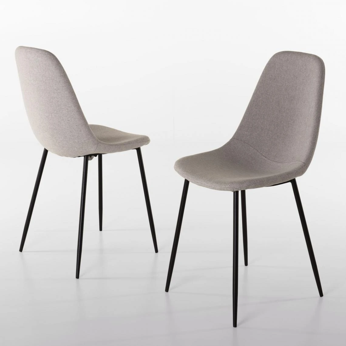 MACABANE Lot De 2 Chaises TOM Tissu Beige Pieds Métal 2 MACABANE Lot De 2 Chaises TOM Tissu Beige Pieds Métal – Image 2