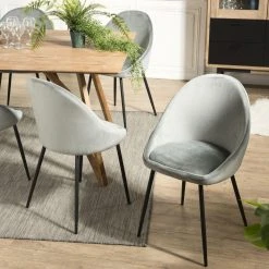 MACABANE Lot De 2 Chaises TOM Velours Jade Pieds Métal