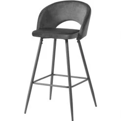 ATHM DESIGN Lot De 2 - Tabouret De Bar DIABOLO Gris - Assise Velours Pieds Metal -Magasin Joss & Main lot de 2 tabouret de bar diabolo gris assise velours pieds metal 11394258 29769210 1140x1140