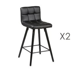 MES Lot De 2 Tabourets De Bar 39x43x91 Cm Noir Et Anthracite - ASTORIA