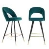 Baita Lot De 2 Tabourets De Bar Basile Velours Bleu Canard - Hauteur D'assis...