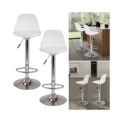 Idmarket Lot De 2 Tabourets De Bar KARL Design Blanc