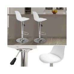 Idmarket Lot De 2 Tabourets De Bar KARL Design Blanc -Magasin Joss & Main lot de 2 tabourets de bar design blanc 3
