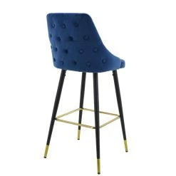 Vivenla Lot De 2 Tabourets De Bar Design Capitonné à L'arrière Revêtement ... -Magasin Joss & Main lot de 2 tabourets de bar design capitonne a larriere revetement en velours bleu avec pietement en acier noir et dore collection hunter l 50 x p 50 x h 110 cm 13091584 35559640 1140x1140