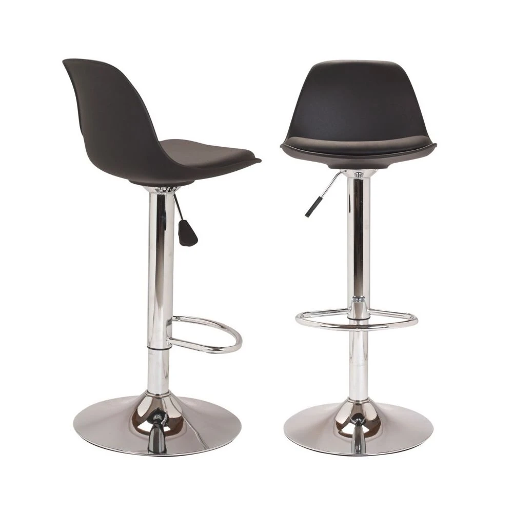 Idmarket Lot De 2 Tabourets De Bar KARL Design Noir 2 Idmarket Lot De 2 Tabourets De Bar KARL Design Noir – Image 2