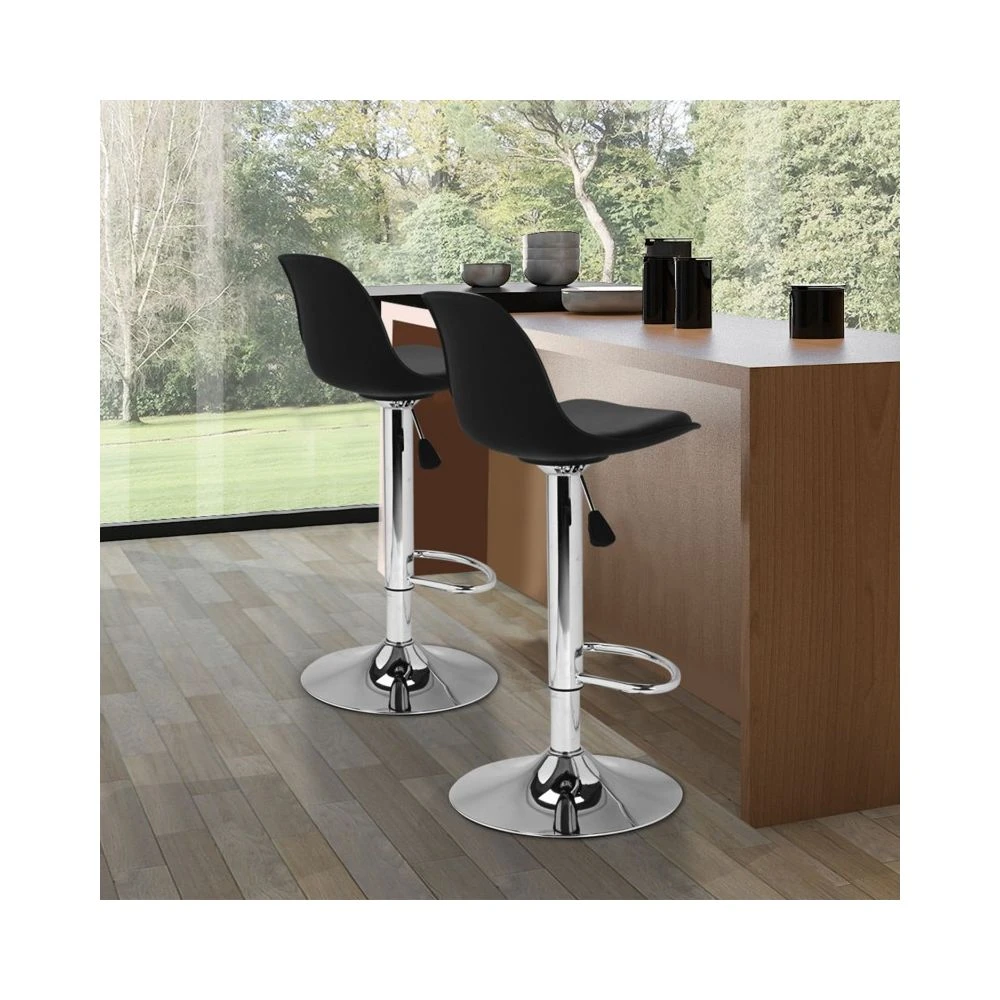 Idmarket Lot De 2 Tabourets De Bar KARL Design Noir 3 Idmarket Lot De 2 Tabourets De Bar KARL Design Noir – Image 3