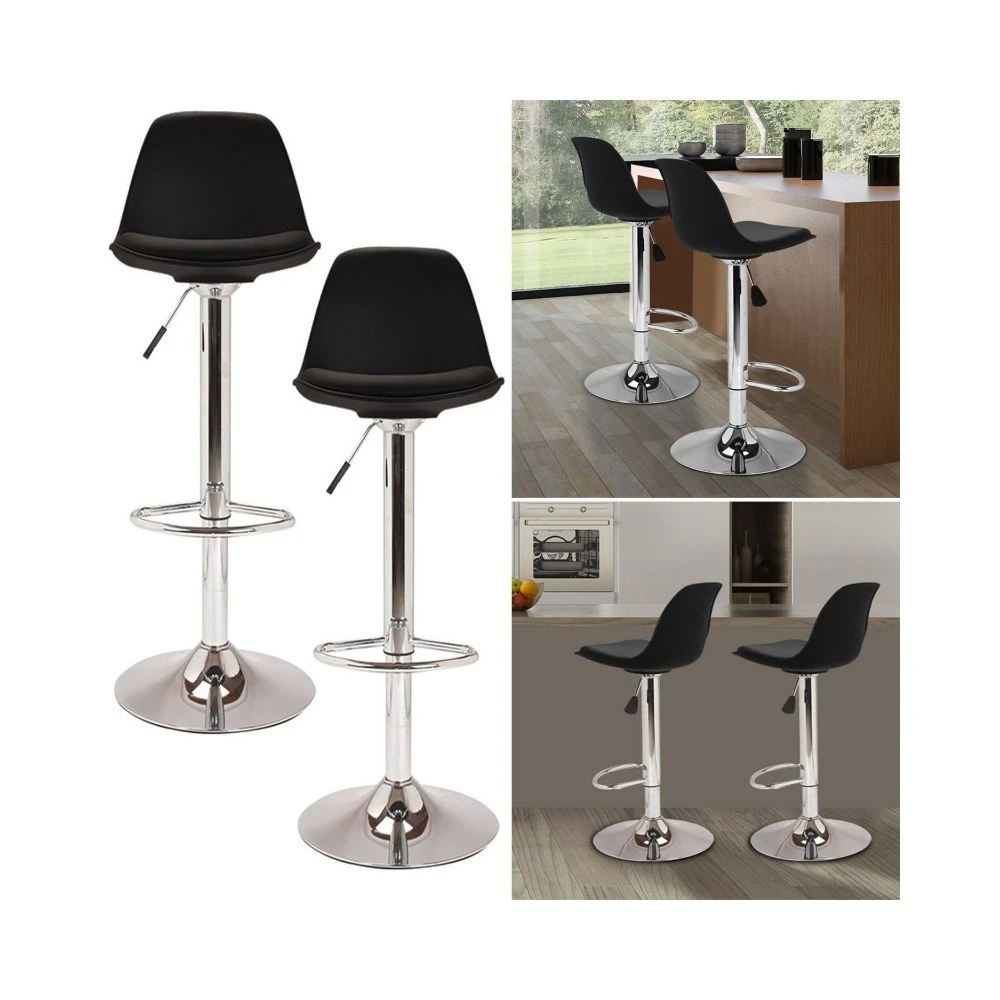Idmarket Lot De 2 Tabourets De Bar KARL Design Noir 1 Idmarket Lot De 2 Tabourets De Bar KARL Design Noir