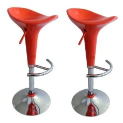 Decoshop26 Lot De 2 Tabourets De Bar Design Orange Pivotant Et Hauteur Réglable ...