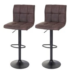 Decoshop26 Lot De 2 Tabourets De Bar En Tissu Imitation Daim Marron Foncé TDB040...