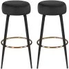 Decoshop26 Lot De 2 Tabourets De Bar En Tissu Velours Noir Cadre En Métal Avec R...