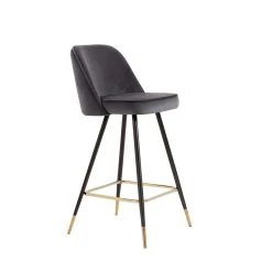 Baita Lot De 2 Tabourets De Bar Eugene - Velours Gris Avec Pieds Noirs Et Do... -Magasin Joss & Main lot de 2 tabourets de bar eugene velours gris avec pieds noirs et dores hauteur dassise 72 cm 12070278 31995722 1140x1140