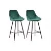 Vente-unique Lot De 2 Tabourets De Bar - Velours - Vert Foncé - MASURIE