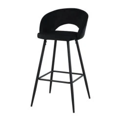 Tbs Lot De 2 Tabourets De Bar - Métal Et Velours Noir - 44x52x97cm - CLAR...