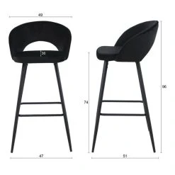 Tbs Lot De 2 Tabourets De Bar - Métal Et Velours Noir - 44x52x97cm - CLAR... -Magasin Joss & Main lot de 2 tabourets de bar metal et velours noir 44x52x97cm clars 14071428 39078562 1140x1140