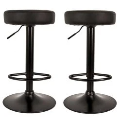 TOILINUX Lot De 2 Tabourets De Bar Mumford Hauteur Réglable En Similicuir - No...