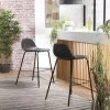 MACABANE Lot De 2 Tabourets De Bar TOM John Gris Anthracite Hauteur D'Assise 80...