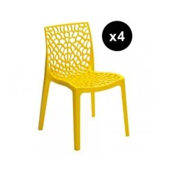 3S. X Home Lot De 4 Chaises Design Jaune GRUYER