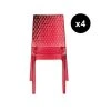 3S. X Home Lot De 4 Chaises Design Transparente Rouge Delphes
