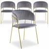 3S. X Home Lot De 4 Chaises TABATA Velours Argent