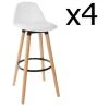 Pegane Lot De 4 Tabourets De Bar Blanc - L. 42,5 X L. 39,5 X H. 92 Cm