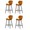 Ac-Deco Lot De 4 Tabourets De Bar En Velours - L 51 X L 41 X H 102 Cm - Doré