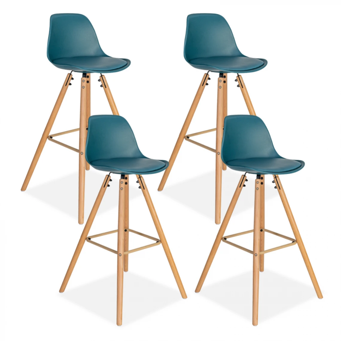 Idmarket Lot De 4 Tabourets De Bar SARA Bleu Canard 2 Idmarket Lot De 4 Tabourets De Bar SARA Bleu Canard – Image 2
