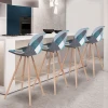 Idmarket Lot De 4 Tabourets De Bar SARA Motifs Patchworks Bleus