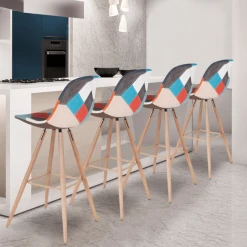 Idmarket Lot De 4 Tabourets De Bar SARA Motifs Patchworks Multi-couleurs