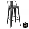 Ds Meubles Lot De 4 Tabourets De Bar Tulio Avec Dossier GunMetal 43x43x93cm