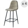 Moloo MANCHESTER - Chaise De Bar Vintage Microfibre Marron Clair Pieds Mét...