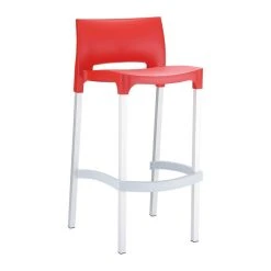 Alterego Tabouret De Bar 'MATY' Rouge Empilable Extérieur Et Intérieur