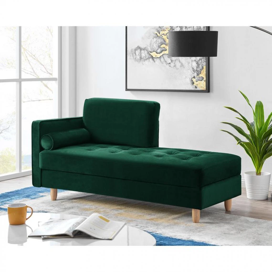 BUT Méridienne BOUDOIR Tissu Velours Vert 2 BUT Méridienne BOUDOIR Tissu Velours Vert – Image 2