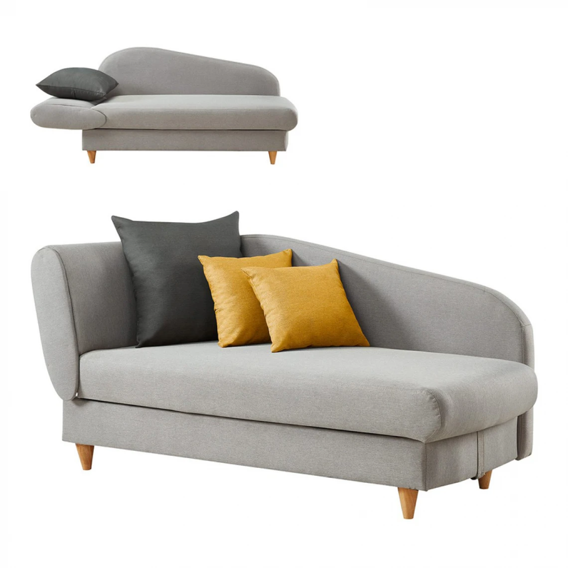 BUT Méridienne Convertible + Coffre LOLA Tissu Gris Clair 1 BUT Méridienne Convertible + Coffre LOLA Tissu Gris Clair