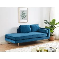 Vente-unique Méridienne Droite En Velours KAHEL - Bleu Canard -Magasin Joss & Main meridienne kahel 12111530 32128368 1140x1140