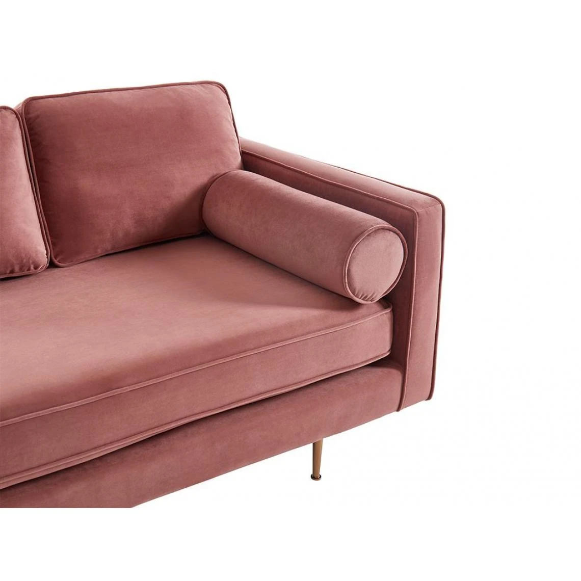 Vente-unique Méridienne Droite En Velours KAHEL - Vieux Rose 4 Vente-unique Méridienne Droite En Velours KAHEL - Vieux Rose – Image 4