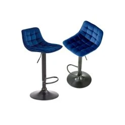 Carellia MIRADOR Lot De 2 Tabourets De Bar En Tissu - Bleu