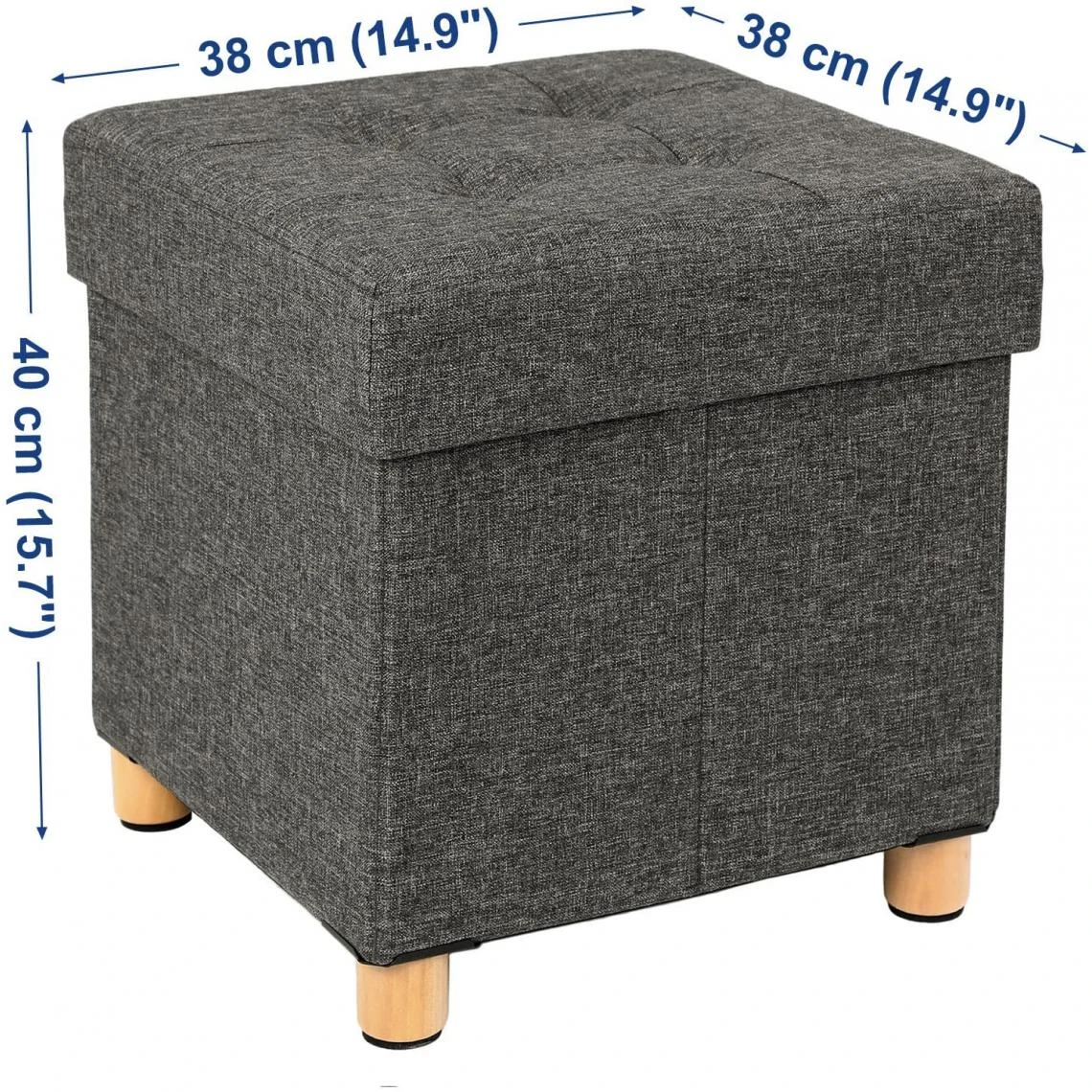 HELLOSHOP26 Pouf Coffre De Rangement Gain De Place 38 X 38 X 40 Cm Boîte Tabouret... 3 HELLOSHOP26 Pouf Coffre De Rangement Gain De Place 38 X 38 X 40 Cm Boîte Tabouret... – Image 3