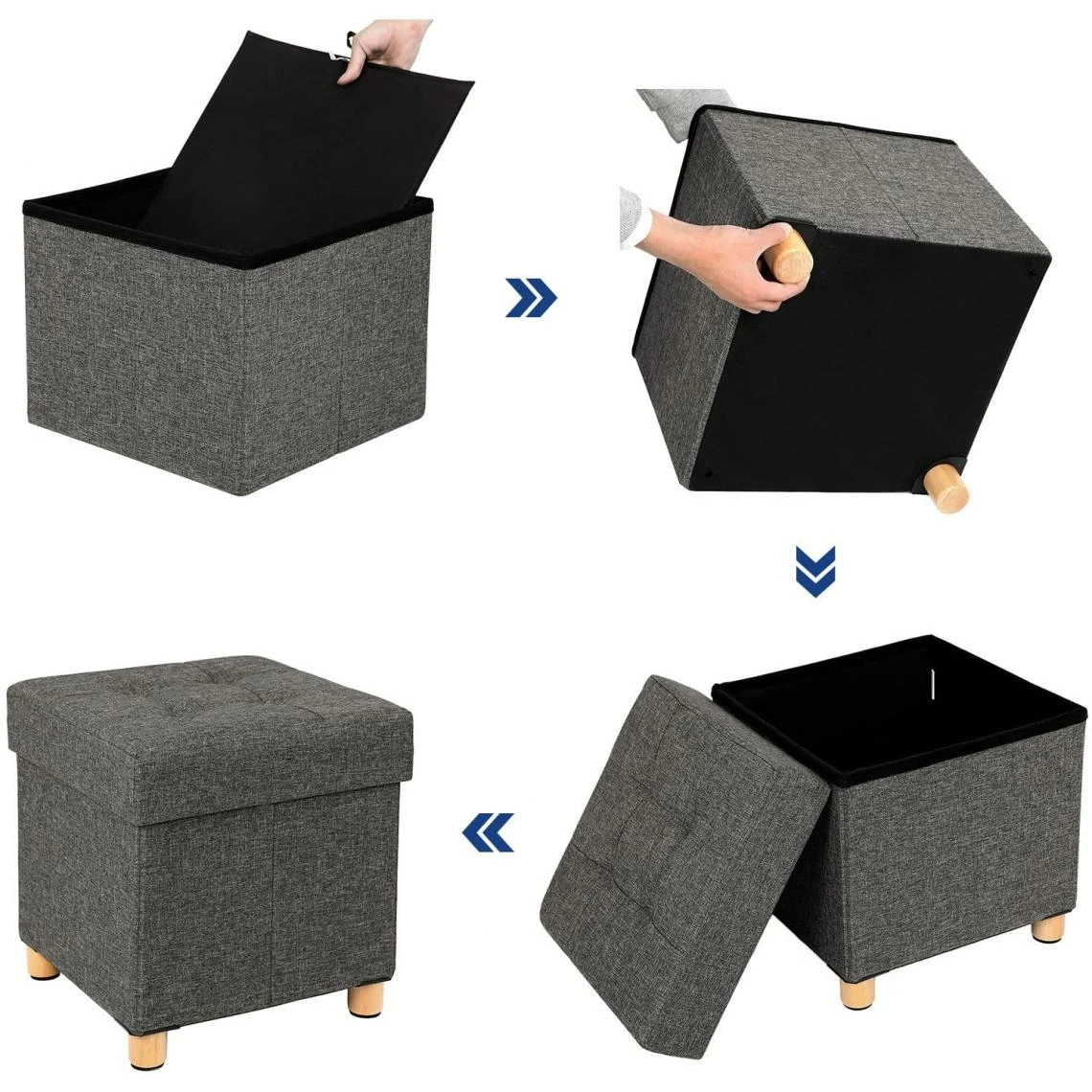 HELLOSHOP26 Pouf Coffre De Rangement Gain De Place 38 X 38 X 40 Cm Boîte Tabouret... 4 HELLOSHOP26 Pouf Coffre De Rangement Gain De Place 38 X 38 X 40 Cm Boîte Tabouret... – Image 4