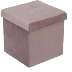 HELLOSHOP26 Pouf En Velours Avec Espace De Rangement Martin Rose 19_0000094