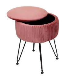 Mendler Pouf HWC-K47, Tabouret Avec Compartiment De Rangement, Ø 33cm, Aspect... -Magasin Joss & Main pouf hwc k47 tabouret avec compartiment de rangement 33cm aspect velours rose pietement noir 13902236 38544486 1140x1140
