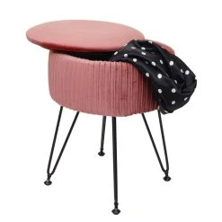 Mendler Pouf HWC-K47, Tabouret Avec Compartiment De Rangement, Ø 33cm, Aspect... -Magasin Joss & Main pouf hwc k47 tabouret avec compartiment de rangement 33cm aspect velours rose pietement noir 13902236 38544488 1140x1140