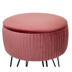 Mendler Pouf HWC-K47, Tabouret Avec Compartiment De Rangement, Ø 33cm, Aspect... -Magasin Joss & Main pouf hwc k47 tabouret avec compartiment de rangement 33cm aspect velours rose pietement noir 13902236 38544490 1140x1140