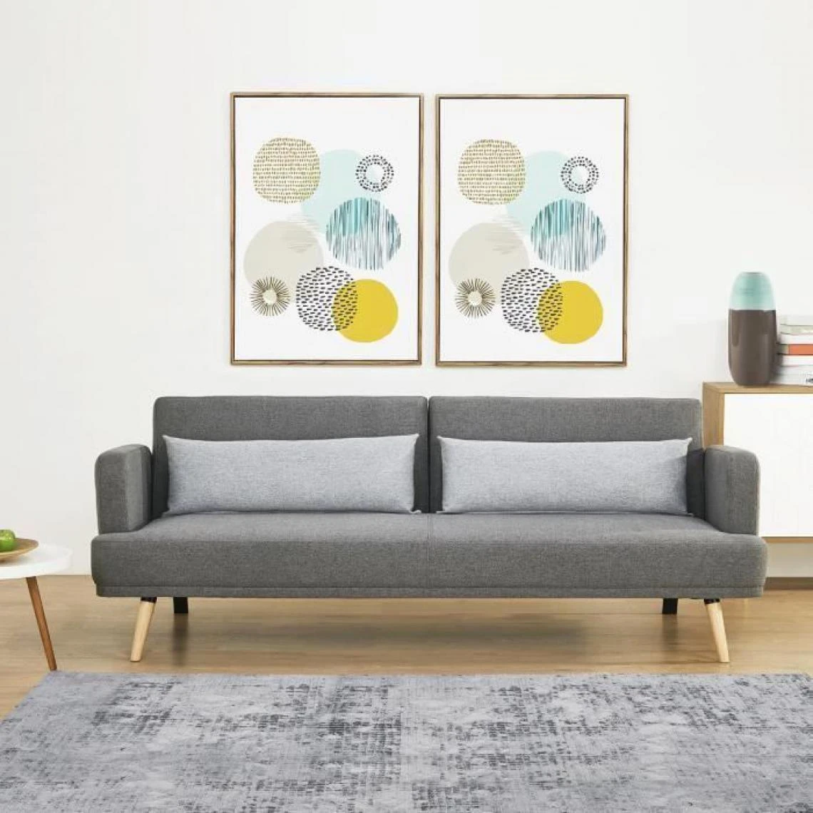 SANS MARQUE SELENA Clic Clac - Tissu Gris - Pieds Bois Naturel - L 214 X P 90 X H ... 2 SANS MARQUE SELENA Clic Clac - Tissu Gris - Pieds Bois Naturel - L 214 X P 90 X H ... – Image 2