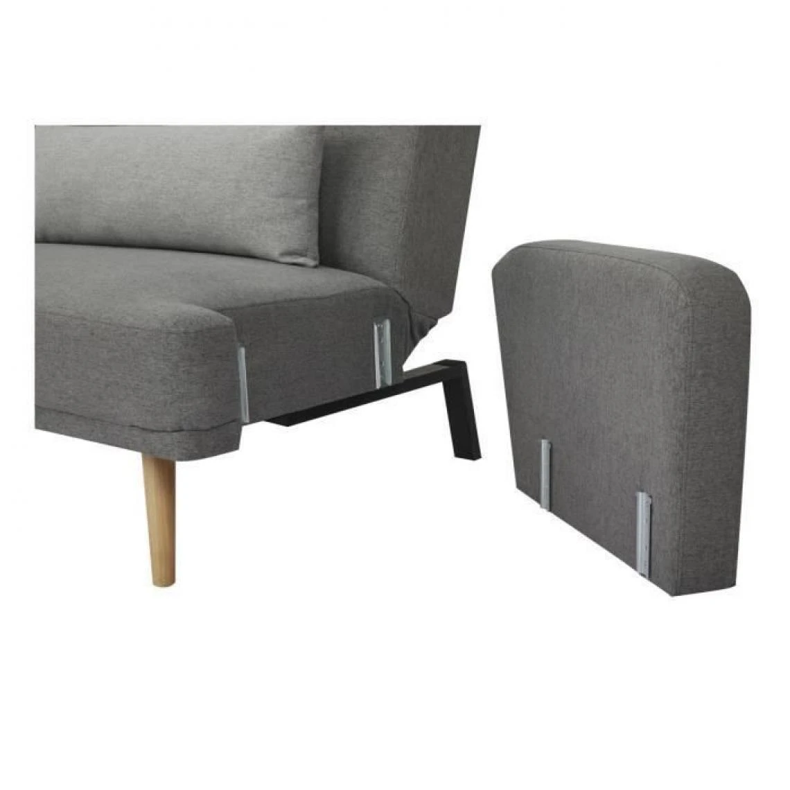 SANS MARQUE SELENA Clic Clac - Tissu Gris - Pieds Bois Naturel - L 214 X P 90 X H ... 5 SANS MARQUE SELENA Clic Clac - Tissu Gris - Pieds Bois Naturel - L 214 X P 90 X H ... – Image 5