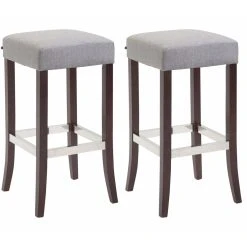 Decoshop26 Set De 2 Tabourets De Bar Avec Repose-pieds Design Rétro Bois Et Tiss...