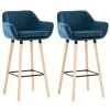 Icaverne Stylé Lot De 2 Tabourets De Bar Ligne Freetown Velours Couleur Bleu